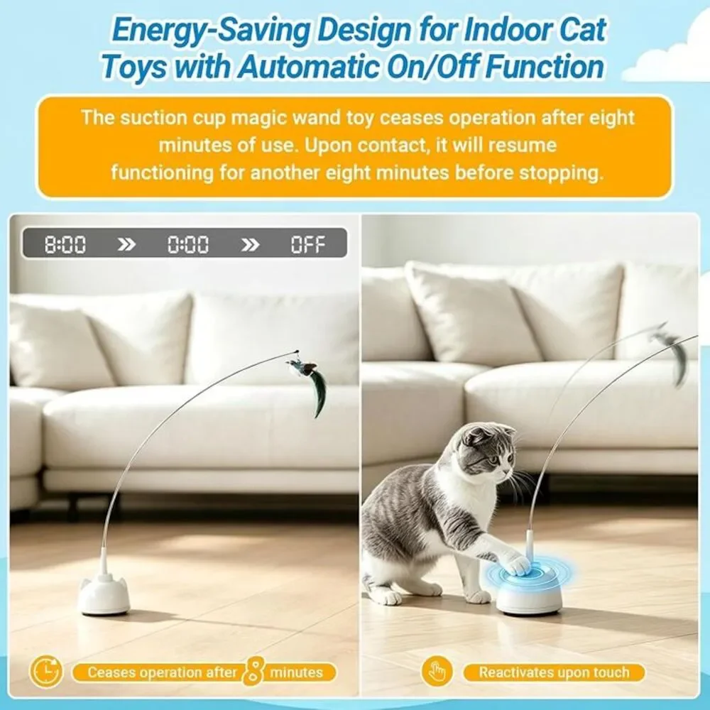 Interactive Cat Toys for Indoor Cats Toy Wand 360° Flying Bird Cat Toy